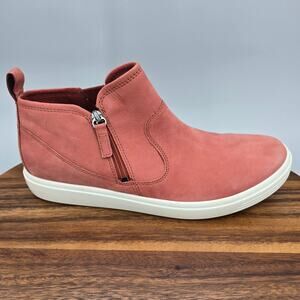 Ecco Soft 7 Low Booties Womens 10 41 Faded Red Nubuck Leather Zip Up Boots Shoes